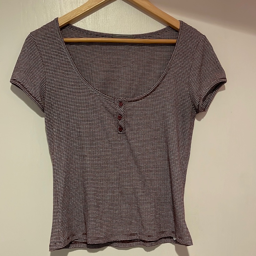 Urban Outfitters red stripped scoop neck tee